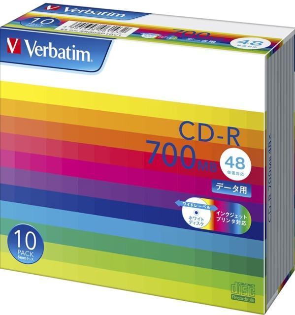 �o�[�x�C�^���W���p��(Verbatim Japan) 1��L�^�p CD-R 700MB 10�� �z���C�g�v�����^�u�� 48�{��  �� PC�{��/���Ӌ@��� 