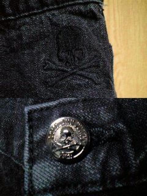 hyde着新品ROENロエンジーンズ  スカル刺繍クラッシュクロップドデニム 30 < ブランド  hyde着新品ROENロエンジーンズ  スカル刺繍クラッシュクロップドデニム 30 < ブランドの