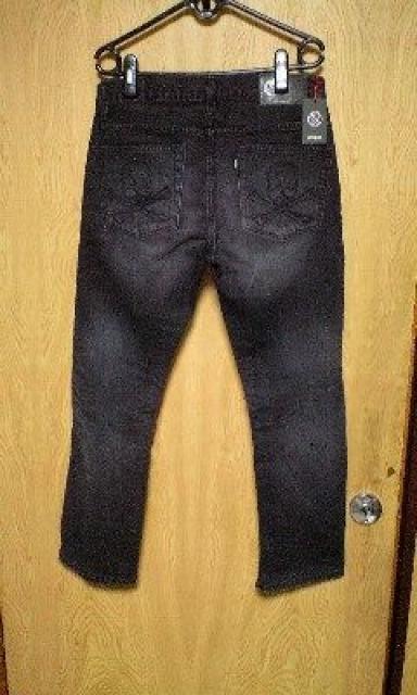 hyde着新品ROENロエンジーンズ  スカル刺繍クラッシュクロップドデニム 30 < ブランド  hyde着新品ROENロエンジーンズ  スカル刺繍クラッシュクロップドデニム 30 < ブランドの