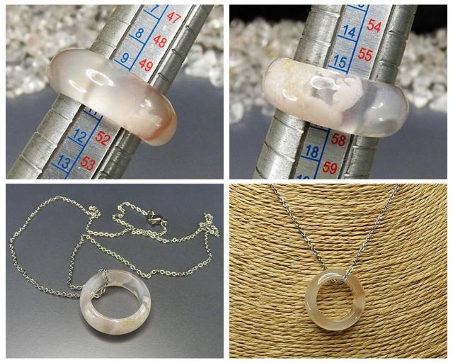 レア天然石さくらアゲート指輪リングネックレス模様ランダム発送約16号前後 < 女性アクセサリー/時計  レア天然石さくらアゲート指輪リングネックレス模様ランダム発送約16号前後 < 女性アクセサリー/時計の