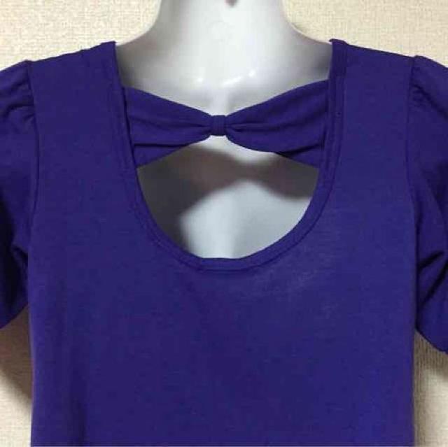 【新品】BACKリボン風デザイン背中小窓開きカットソー/パープル < 女性ファッション  【新品】BACKリボン風デザイン背中小窓開きカットソー/パープル < 女性ファッションの