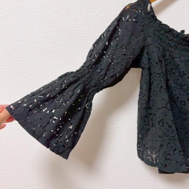 ◆ZARA/ザラ◆総レースオフショルトップス★ブラックM♪秋コーデ < ブランド  ◆ZARA/ザラ◆総レースオフショルトップス★ブラックM♪秋コーデ < ブランドの