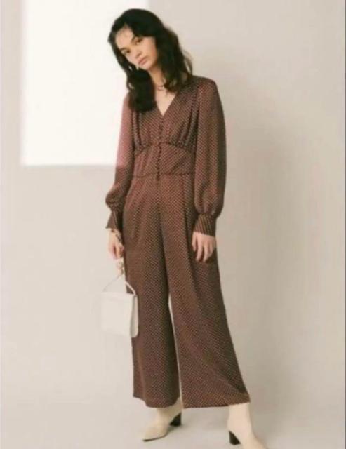 【新品】Lily Brown リリーブラウン ギャザー オールインワン つなぎ ワンピース ドット ブラウン オールインワン 長袖 < 女性ファッション 【新品】Lily Brown リリーブラウン ギャザー オールインワン つなぎ ワンピース ドット ブラウン オールインワン 長袖 < 女性ファッションの