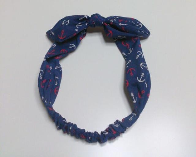 マリン柄 ワイヤー入り リボン ターバン★ < 女性アクセサリー/時計 マリン柄 ワイヤー入り リボン ターバン★ < 女性アクセサリー/時計の