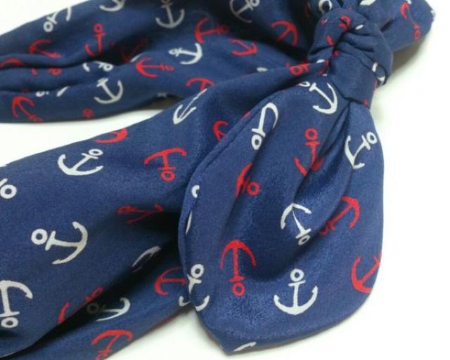 マリン柄 ワイヤー入り リボン ターバン★ < 女性アクセサリー/時計 マリン柄 ワイヤー入り リボン ターバン★ < 女性アクセサリー/時計の