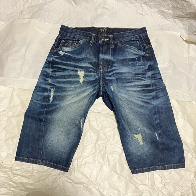 【GUESS / ゲス】 ダメージ加工 デニム / ハーフパンツ / 28 ショートパンツ 短パン < ブランド  【GUESS / ゲス】 ダメージ加工 デニム / ハーフパンツ / 28 ショートパンツ 短パン  < ブランドの