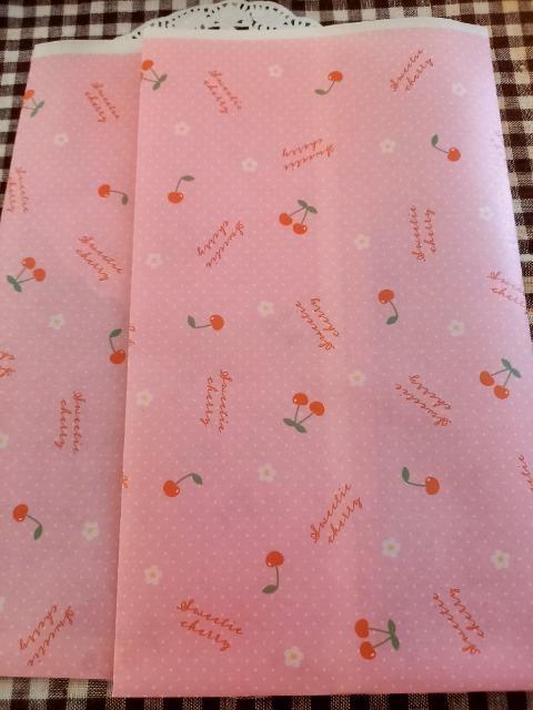 お裾分け☆さくらんぼ柄ワックスペーパー平袋2枚☆ < インテリア/ライフ お裾分け☆さくらんぼ柄ワックスペーパー平袋2枚☆ < インテリア/ライフの