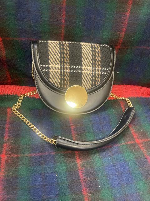 チェック柄 ショルダーバッグ レディース ブラック 半円ショルダー ミニバッグ チェーン チェーンショルダー < 女性ファッション  チェック柄 ショルダーバッグ レディース ブラック 半円ショルダー ミニバッグ チェーン チェーンショルダー  < 女性ファッションの