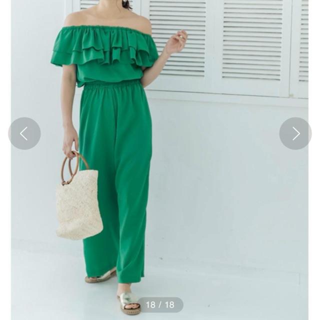 ◆Re:EDIT/リエディ◆フリルオフショルダーオールインワン★グリーンS♪夏秋コーデ*パーティー < 女性ファッション  ◆Re:EDIT/リエディ◆フリルオフショルダーオールインワン★グリーンS♪夏秋コーデ*パーティー  < 女性ファッションの