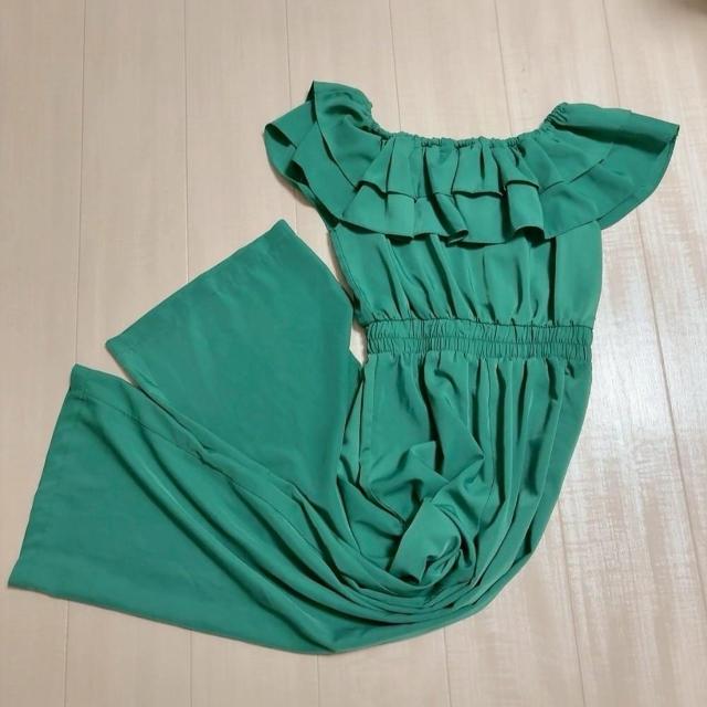 ◆Re:EDIT/リエディ◆フリルオフショルダーオールインワン★グリーンS♪夏秋コーデ*パーティー < 女性ファッション  ◆Re:EDIT/リエディ◆フリルオフショルダーオールインワン★グリーンS♪夏秋コーデ*パーティー < 女性ファッションの