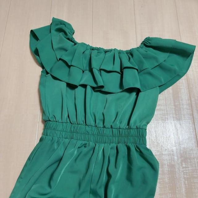 ◆Re:EDIT/リエディ◆フリルオフショルダーオールインワン★グリーンS♪夏秋コーデ*パーティー < 女性ファッション  ◆Re:EDIT/リエディ◆フリルオフショルダーオールインワン★グリーンS♪夏秋コーデ*パーティー < 女性ファッションの
