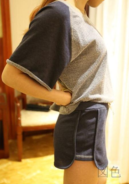 ☆人気☆ラグラン切り返し☆ショートP上下セット☆デニC < 女性ファッション  ☆人気☆ラグラン切り返し☆ショートP上下セット☆デニC < 女性ファッションの