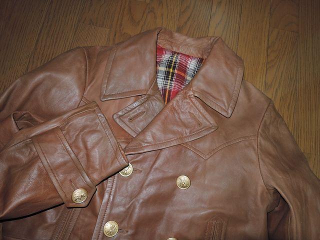 TMTゴートレザーコート茶系M裏地チェック柄JKT革皮 < ブランド  TMTゴートレザーコート茶系M裏地チェック柄JKT革皮 < ブランドの