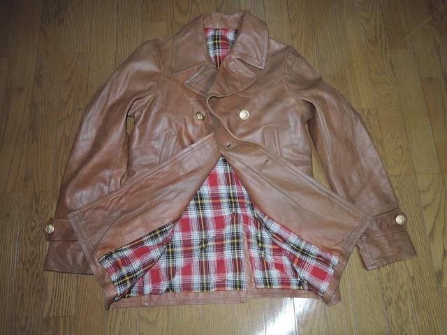 TMTゴートレザーコート茶系M裏地チェック柄JKT革皮 < ブランド  TMTゴートレザーコート茶系M裏地チェック柄JKT革皮 < ブランドの