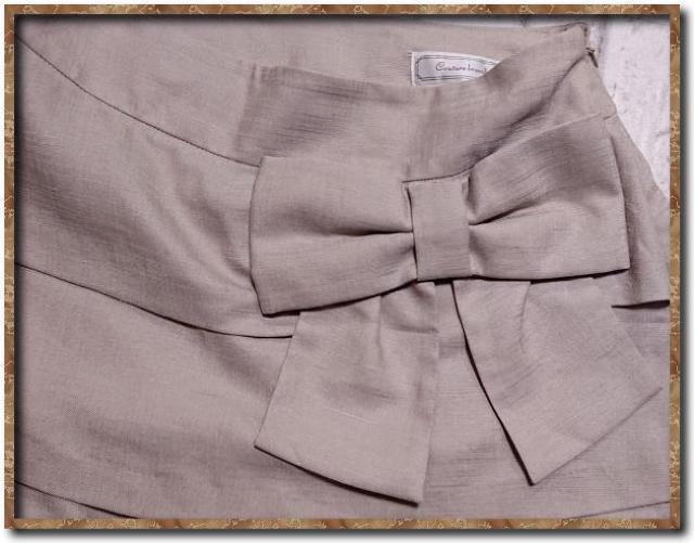 クチュールブローチ リボン付きティアードスカート 薄茶 < ブランド  クチュールブローチ リボン付きティアードスカート 薄茶 < ブランドの