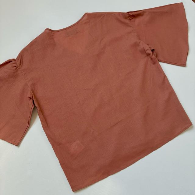 ◆美品◆チャオパニックティピー◆リネン混 五分袖ブラウス◆綿麻◆オレンジ◆フリー < 女性ファッション  ◆美品◆チャオパニックティピー◆リネン混 五分袖ブラウス◆綿麻◆オレンジ◆フリー < 女性ファッションの