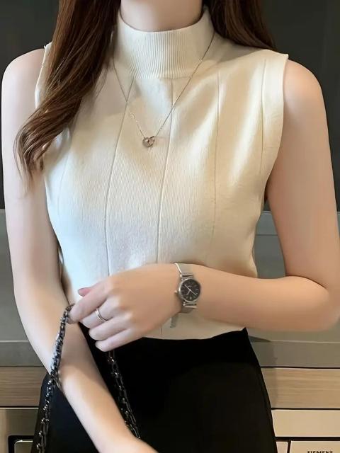 爆ヤス価格790円★レディース スリムフィット リブ編み ノースリーブ タンクトップ ハイネック ソフト アプリコットフリー < 女性ファッション 爆ヤス価格790円★レディース スリムフィット リブ編み ノースリーブ タンクトップ ハイネック ソフト アプリコットフリー < 女性ファッションの