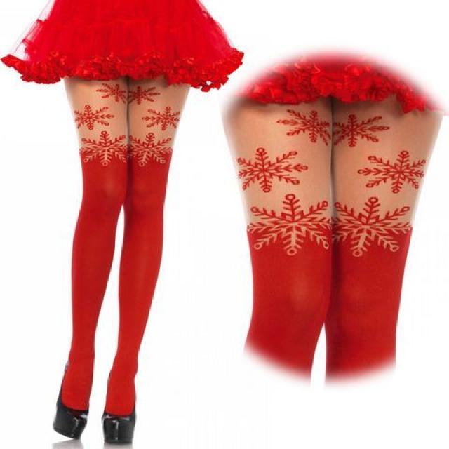 クリスマスカラーのスノーフレークタイツ < 女性ファッション  クリスマスカラーのスノーフレークタイツ  < 女性ファッションの