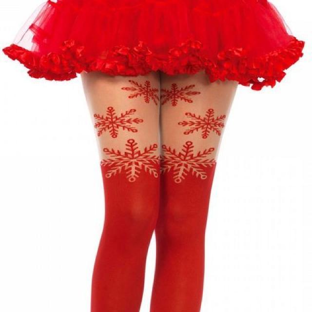 クリスマスカラーのスノーフレークタイツ < 女性ファッション  クリスマスカラーのスノーフレークタイツ < 女性ファッションの