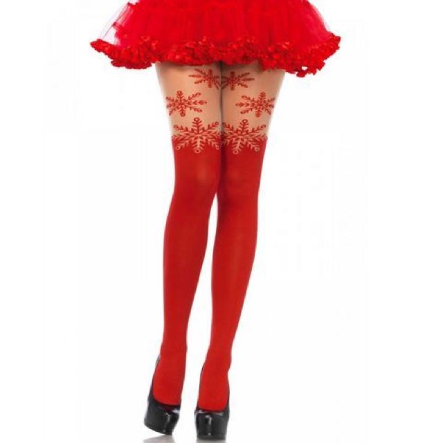 クリスマスカラーのスノーフレークタイツ < 女性ファッション  クリスマスカラーのスノーフレークタイツ < 女性ファッションの