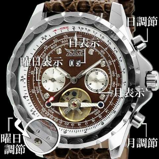 トリプルカレンダー テンプスケルトン 回転ベゼル 機械式腕時計 < 男性アクセサリー/時計  トリプルカレンダー テンプスケルトン 回転ベゼル 機械式腕時計 < 男性アクセサリー/時計の