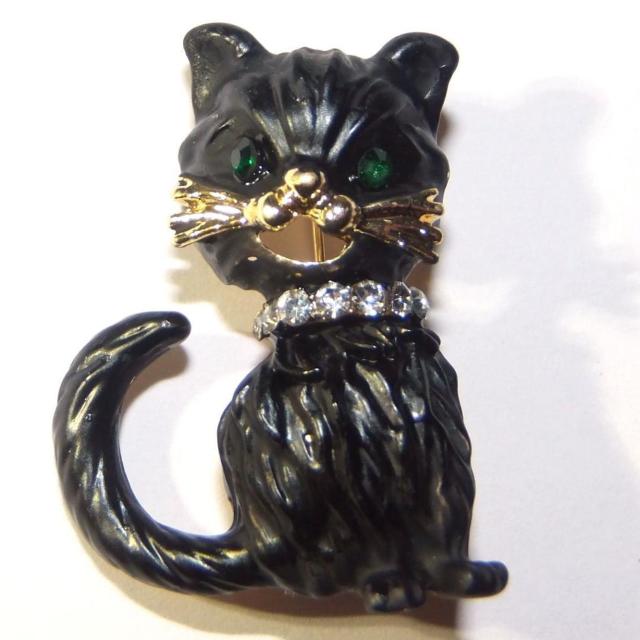 黒猫 クロネコ 子猫 猫 ネコ ねこ ラインストーン ブローチ ピンブローチ バッジ ピンバッジ コサージュ ラペルピン < 女性アクセサリー/時計  黒猫 クロネコ 子猫 猫 ネコ ねこ ラインストーン ブローチ ピンブローチ バッジ ピンバッジ コサージュ ラペルピン  < 女性アクセサリー/時計の