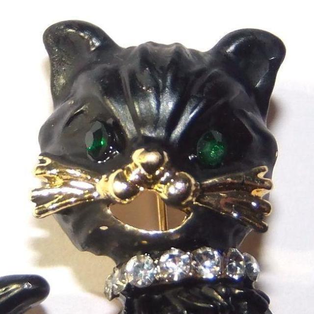 黒猫 クロネコ 子猫 猫 ネコ ねこ ラインストーン ブローチ ピンブローチ バッジ ピンバッジ コサージュ ラペルピン < 女性アクセサリー/時計  黒猫 クロネコ 子猫 猫 ネコ ねこ ラインストーン ブローチ ピンブローチ バッジ ピンバッジ コサージュ ラペルピン < 女性アクセサリー/時計の
