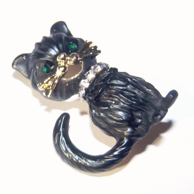 黒猫 クロネコ 子猫 猫 ネコ ねこ ラインストーン ブローチ ピンブローチ バッジ ピンバッジ コサージュ ラペルピン < 女性アクセサリー/時計  黒猫 クロネコ 子猫 猫 ネコ ねこ ラインストーン ブローチ ピンブローチ バッジ ピンバッジ コサージュ ラペルピン < 女性アクセサリー/時計の