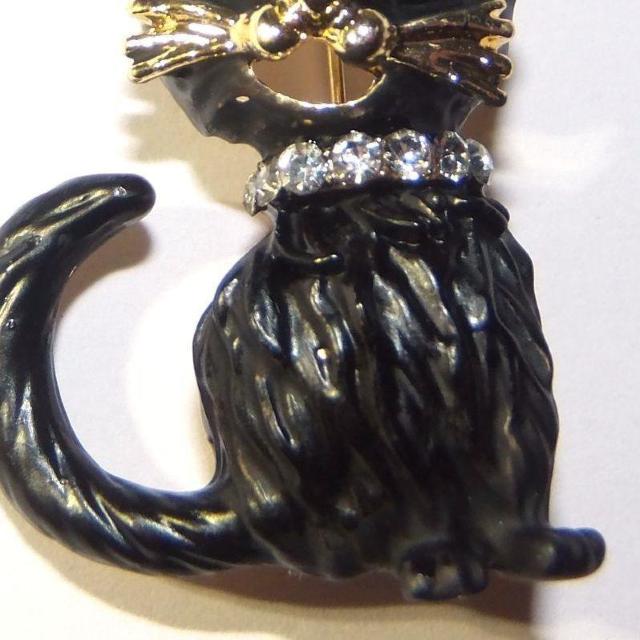 黒猫 クロネコ 子猫 猫 ネコ ねこ ラインストーン ブローチ ピンブローチ バッジ ピンバッジ コサージュ ラペルピン < 女性アクセサリー/時計  黒猫 クロネコ 子猫 猫 ネコ ねこ ラインストーン ブローチ ピンブローチ バッジ ピンバッジ コサージュ ラペルピン < 女性アクセサリー/時計の