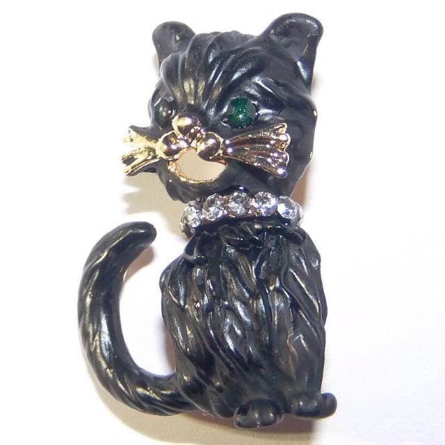 黒猫 クロネコ 子猫 猫 ネコ ねこ ラインストーン ブローチ ピンブローチ バッジ ピンバッジ コサージュ ラペルピン < 女性アクセサリー/時計  黒猫 クロネコ 子猫 猫 ネコ ねこ ラインストーン ブローチ ピンブローチ バッジ ピンバッジ コサージュ ラペルピン < 女性アクセサリー/時計の