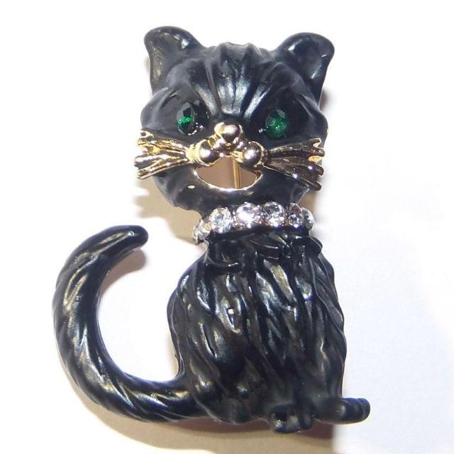 黒猫 クロネコ 子猫 猫 ネコ ねこ ラインストーン ブローチ ピンブローチ バッジ ピンバッジ コサージュ ラペルピン < 女性アクセサリー/時計  黒猫 クロネコ 子猫 猫 ネコ ねこ ラインストーン ブローチ ピンブローチ バッジ ピンバッジ コサージュ ラペルピン < 女性アクセサリー/時計の