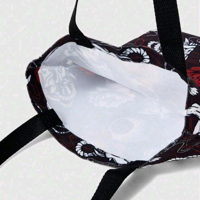 新品★般若面と目玉と花プリントキャンパストート < 女性ファッション  新品★般若面と目玉と花プリントキャンパストート < 女性ファッションの