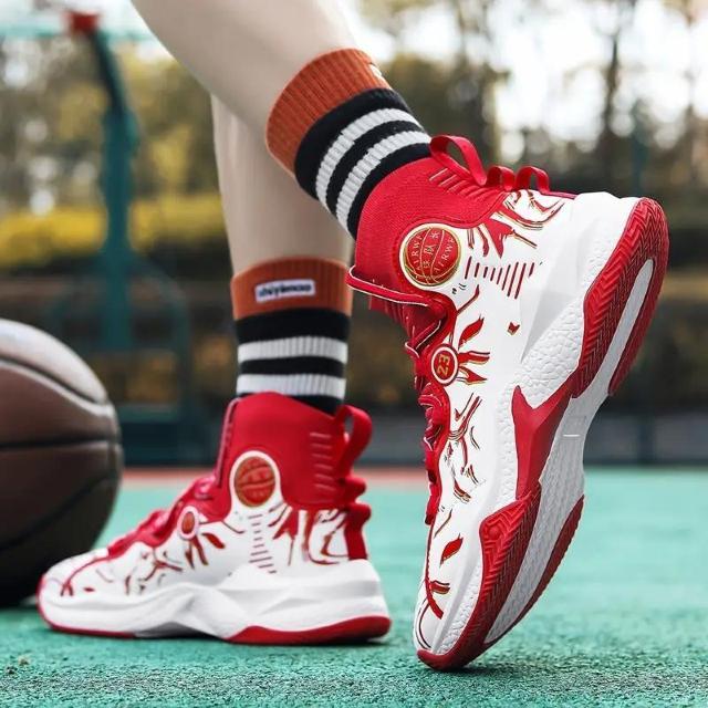 特別提供品3990円★メンズトレンディなハイカット耐久性のあるバスケットボールシューズ 赤、白 27cm < 男性ファッション  特別提供品3990円★メンズトレンディなハイカット耐久性のあるバスケットボールシューズ 赤、白 27cm < 男性ファッションの