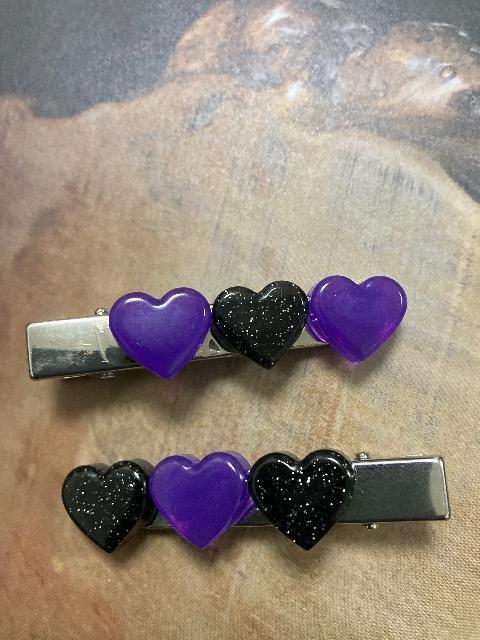 ハンドメイド レジン ハートヘアクリップ2点セット < 女性ファッション  ハンドメイド レジン ハートヘアクリップ2点セット  < 女性ファッションの