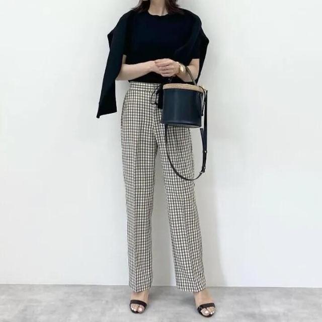 ◆GU/ジーユー◆ギンガムチェックストレートパンツ★ブラウンS*大人気アイテム♪ < ブランド  ◆GU/ジーユー◆ギンガムチェックストレートパンツ★ブラウンS*大人気アイテム♪  < ブランドの