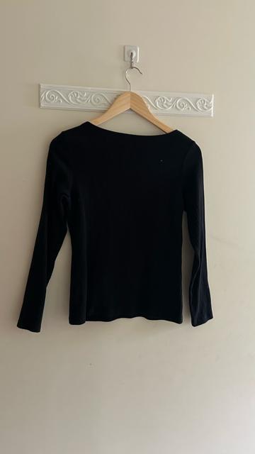 ユニクロ リブボートネックT  長袖Tシャツ 長袖カットソー 黒 ブラック L < ブランド  ユニクロ リブボートネックT  長袖Tシャツ 長袖カットソー 黒 ブラック L < ブランドの