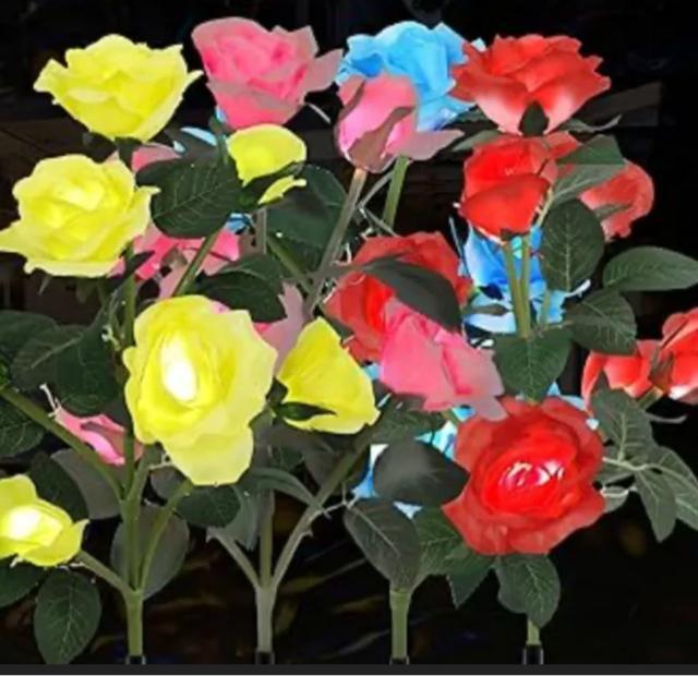 屋外 ソーラー ガーデン ローズ ライト 3 ヘッド LED ローズランプ 人工ローズフラワー ソーラー ランプ ホーム ガーデン < ペット/手芸/園芸 屋外 ソーラー ガーデン ローズ ライト 3 ヘッド LED ローズランプ 人工ローズフラワー ソーラー ランプ ホーム ガーデン < ペット/手芸/園芸の