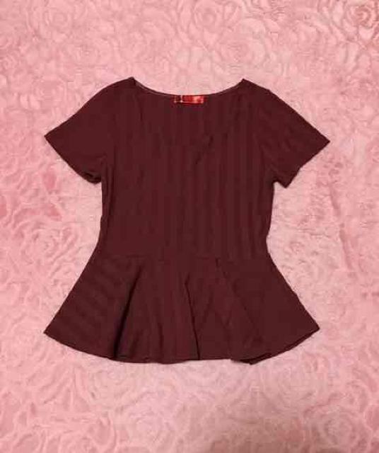 4every*ペプラムTシャツ*ボルドー*スカラップ*新品 < 女性ファッション  4every*ペプラムTシャツ*ボルドー*スカラップ*新品  < 女性ファッションの
