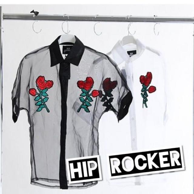 Hip ROCKER★新品★バラ刺繍シースルーシャツ/白 < 女性ファッション  Hip ROCKER★新品★バラ刺繍シースルーシャツ/白 < 女性ファッションの