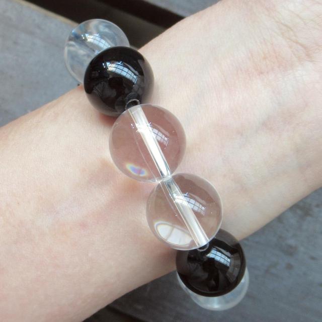 16ミリ玉 オニキスx水晶ブレスレット 天然石 パワーストーン < 男性アクセサリー/時計 16ミリ玉 オニキスx水晶ブレスレット 天然石 パワーストーン < 男性アクセサリー/時計の