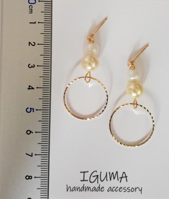 ハンドメイドピアス ゴールドフープ パール < 女性ファッション  ハンドメイドピアス ゴールドフープ パール < 女性ファッションの