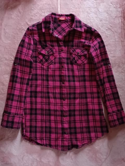 W.a.z.p.ピンク×黒ブラックチェック柄パンクロック可愛い暖か柔らか綿起毛コットンロールアップ半袖五分袖長袖ロング丈ネルシャツ < 女性ファッション W.a.z.p.ピンク×黒ブラックチェック柄パンクロック可愛い暖か柔らか綿起毛コットンロールアップ半袖五分袖長袖ロング丈ネルシャツ < 女性ファッションの