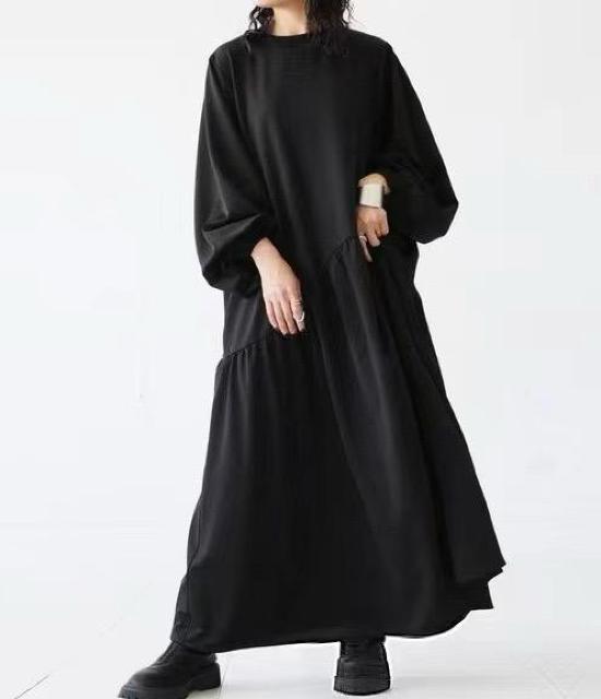 フレア ロングワンピース Aライン 長袖 ブラック 大きいサイズ < 女性ファッション フレア ロングワンピース Aライン 長袖 ブラック 大きいサイズ < 女性ファッションの