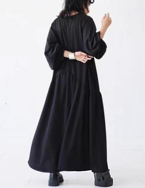 フレア ロングワンピース Aライン 長袖 ブラック 大きいサイズ < 女性ファッション フレア ロングワンピース Aライン 長袖 ブラック 大きいサイズ < 女性ファッションの