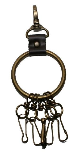 キーリング・本革ビッグリング アンティークゴールド キーホルダー レトロ 鍵 5本 レザー 車 バイク 家 自転車 金色 < 男性アクセサリー/時計  キーリング・本革ビッグリング アンティークゴールド キーホルダー レトロ 鍵 5本 レザー 車 バイク 家 自転車 金色  < 男性アクセサリー/時計の