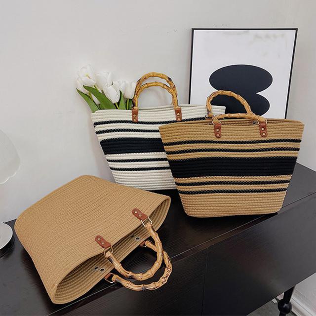 送料無料 新品 かごバッグ 大容量トートバッグ配色カバン < 女性ファッション  送料無料 新品 かごバッグ 大容量トートバッグ配色カバン  < 女性ファッションの