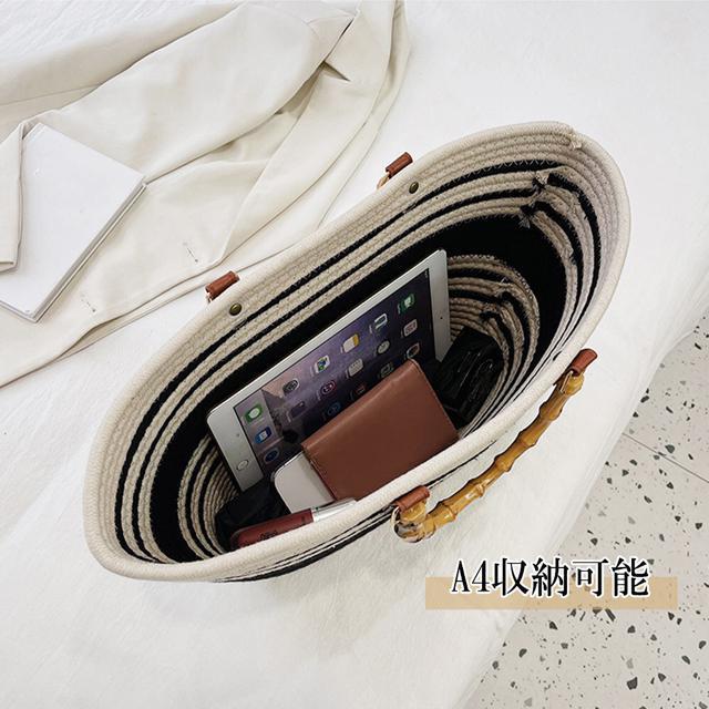 送料無料 新品 かごバッグ 大容量トートバッグ配色カバン < 女性ファッション  送料無料 新品 かごバッグ 大容量トートバッグ配色カバン < 女性ファッションの