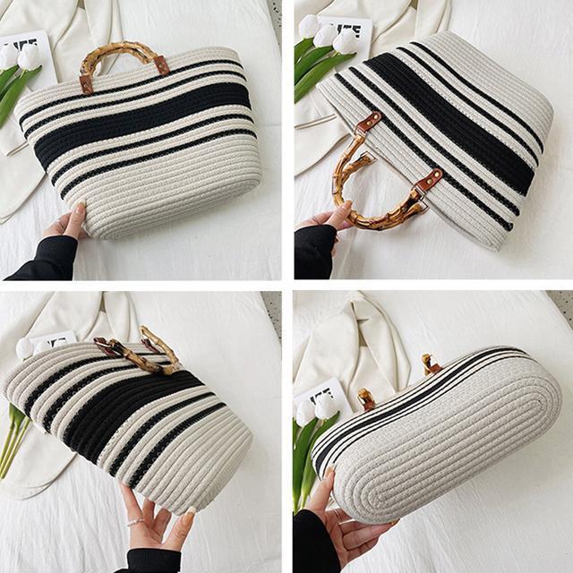 送料無料 新品 かごバッグ 大容量トートバッグ配色カバン < 女性ファッション  送料無料 新品 かごバッグ 大容量トートバッグ配色カバン < 女性ファッションの