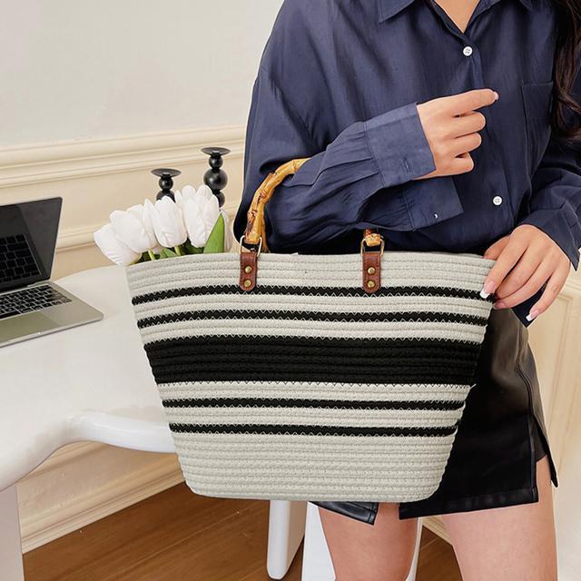 送料無料 新品 かごバッグ 大容量トートバッグ配色カバン < 女性ファッション  送料無料 新品 かごバッグ 大容量トートバッグ配色カバン < 女性ファッションの