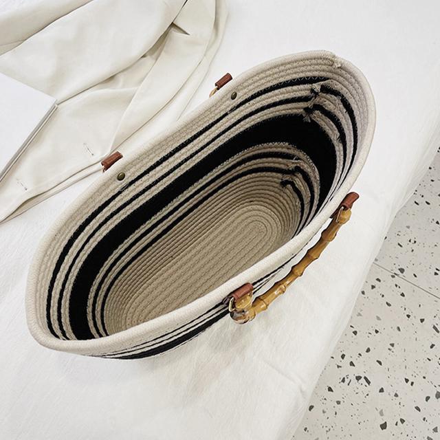 送料無料 新品 かごバッグ 大容量トートバッグ配色カバン < 女性ファッション  送料無料 新品 かごバッグ 大容量トートバッグ配色カバン < 女性ファッションの